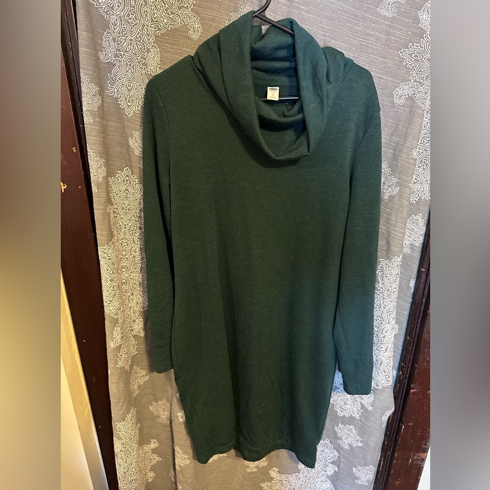 Old navy dark green cowl neck sweater dress.